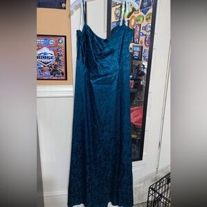 Elegant Teal Satin Gown